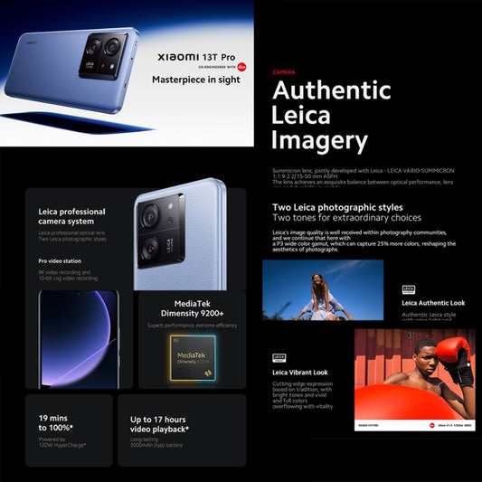 Xiaomi 13T Pro Global, 6.67 inch MIUI 14 MediaTek Dimensity 9200+ Octa Core 3.35GHz, NFC, Network: 5G, Leica Lens, 12GB+512GB
