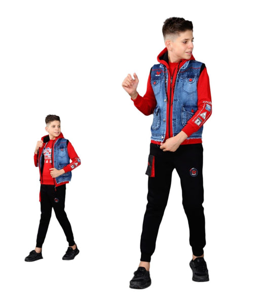 10 to 16 years 3 in 1 Boys Tracksuit, Trousers, Jacket and Sweatshirt, 10 to 16 Years M560