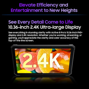 Blackview Active 8 Pro 4G Rugged Tablet, 10.36 inch 8GB+256GB Android 14 MT6789 Octa Core Support Dual SIM, Global Version with Google Play, EU Plug, Active 8 Pro
