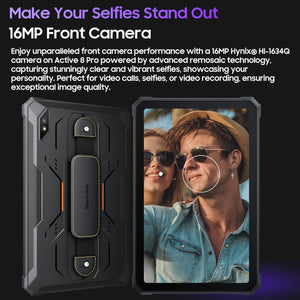 Blackview Active 8 Pro 4G Rugged Tablet, 10.36 inch 8GB+256GB Android 14 MT6789 Octa Core Support Dual SIM, Global Version with Google Play, EU Plug, Active 8 Pro