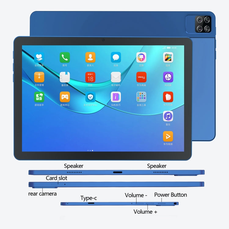 BDF P40 4G LTE Tablet PC 10.1 inch, Android 12 MTK6762 Octa Core, Support Dual SIM, EU Plug