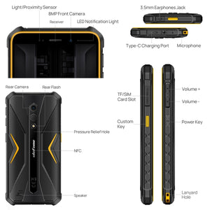 Ulefone Armor X12 Pro, IP68/IP69K Rugged Phone, 5.45 inch Android 15 MediaTek Helio G36 Octa Core, Network: 4G, NFC, 4GB+64GB