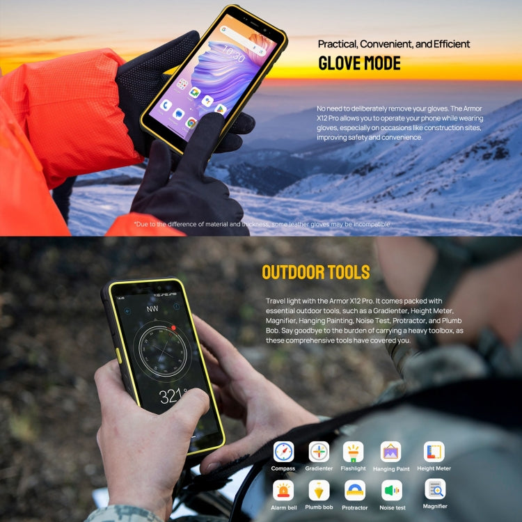 Ulefone Armor X12 Pro, IP68/IP69K Rugged Phone, 5.45 inch Android 15 MediaTek Helio G36 Octa Core, Network: 4G, NFC, 4GB+64GB