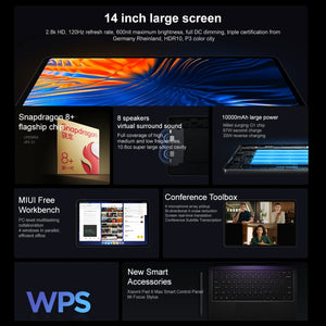 Xiaomi Pad 6 Max 14 inch, MIUI 14 OS Qualcomm Snapdragon 8+ 4nm Octa Core, 10000mAh Battery