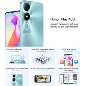 Honor Play 40S 5G, 6.56 inch MagicOS 7.1 Snapdragon 480 Plus Octa Core up to 2.2GHz, Network: 5G, Not Support Google Play