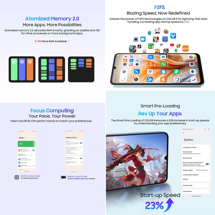 Blackview COLOR 8, Fingerprint & Face Identification, 6.75 inch Android 13 Unisoc T616 Octa Core up to 2.2GHz, Network: 4G, OTG, 8GB+256GB