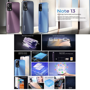 HOTWAV Note 13, Side Fingerprint Identification, 6.6 inch Android 13 T606 Octa Core up to 1.6GHz, Network: 4G, OTG