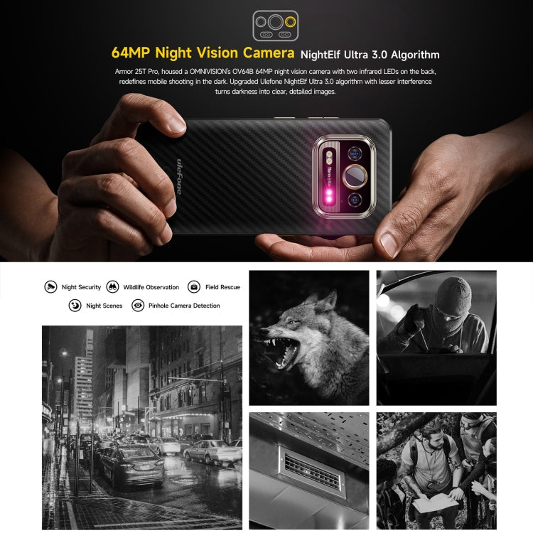Ulefone Armor 25T Pro Rugged Phone, Thermal Imaging, 6.78 inch Android 15 MediaTek Dimensity 6300 Octa Core, Network: 5G, NFC, 8GB+256GB