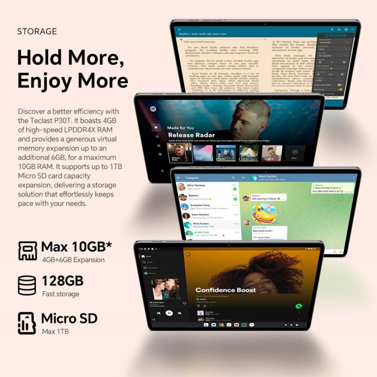 Teclast P30T Tablet PC with Leather Case & Keyboard 10.1 inch WiFi6,  Android 15 Unisoc T606 Octa-core, P30T