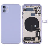Battery Back Cover Assembly (with Side Keys & Power Button + Volume Button Flex Cable & Wireless Charging Module & Motor & Charging Port & Speaker Ringer Buzzer & Card Tray & Camera Lens Cover) for iPhone 11