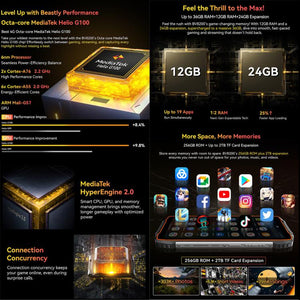 Blackview BV8200 Rugged Phone, 12GB+256GB, 6.5 inch + 1.3 inch Android 14 MediaTekHelio G100 MT8781, Network: 4G, NFC
