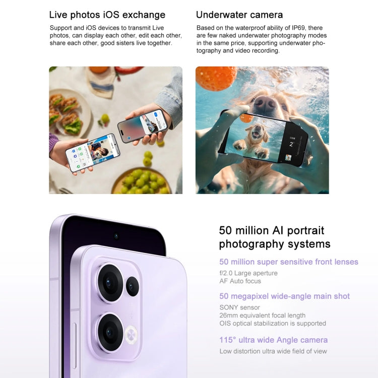 OPPO Reno13 AI Phone, 16GB+256GB, Screen Fingerprint, 6.59 inch ColorOS 15.0 Dimensity 8350 Octa Core, NFC, OTG, Network: 5G