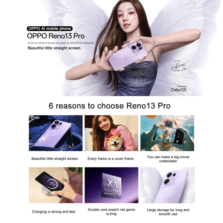 OPPO Reno13 Pro AI Phone, 16GB+1TB, Screen Fingerprint, 6.83 inch ColorOS 15.0 Dimensity 8350 Octa Core, NFC, OTG, Network: 5G, 16GB+1TB, Reno13 Pro, 16GB+1TB