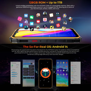 HOTWAV CYBER 13, IP68/IP69K Rugged Phone, 8GB+128GB, 10800mAh, 6.6 inch Android 14.0 Unisoc T606 Octa Core, Network: 4G, NFC, OTG
