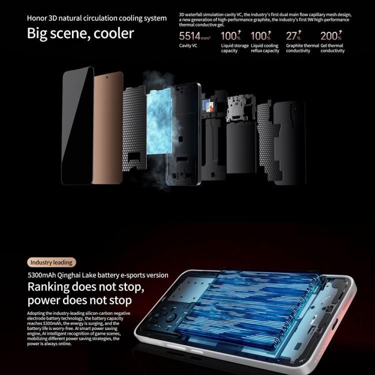 Honor GT, 12GB+256GB, In-screen Fingerprint, 6.7 inch MagicOS 9.0 Android 15.0 Snapdragon 8 Gen 3 Octa Core, Network: 5G, OTG, NFC, 12GB+256GB