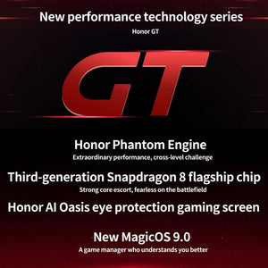 Honor GT, 16GB+512GB, In-screen Fingerprint, 6.7 inch MagicOS 9.0 Android 15.0 Snapdragon 8 Gen 3 Octa Core, Network: 5G, OTG, NFC, 16GB+512GB