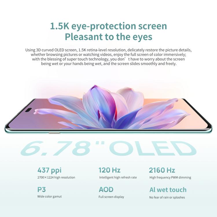 HUAWEI Enjoy 70X, 8GB+512GB, Screen Fingerprint, 6.78 inch HarmonyOS 4.2 Kirin 8000A Hexa Core, Network: 4G, OTG, NFC, Not Support Google Play, 8GB+512GB(Black), 8GB+512GB(Green), 8GB+512GB(Cyan), 8GB+512GB(White)