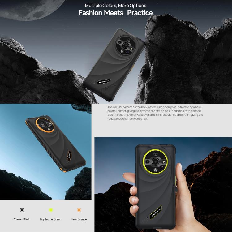 Ulefone Armor X31, 6GB+128GB, Night Vision, IP68/IP69K Rugged Phone, 6.56 inch Android 14 MediaTek Helio G91 Octa Core, Network: 4G, NFC, OTG, Armor X31