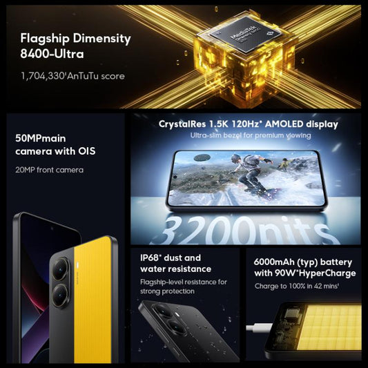 Xiaomi POCO X7 Pro 5G Global, 12GB+512GB, In-screen Fingerprint, 6.67 inch Xiaomi HyperOS 2 MediaTek Dimensity 8400-Ultra Octa Core, NFC, Network: 5G, 12GB+512GB