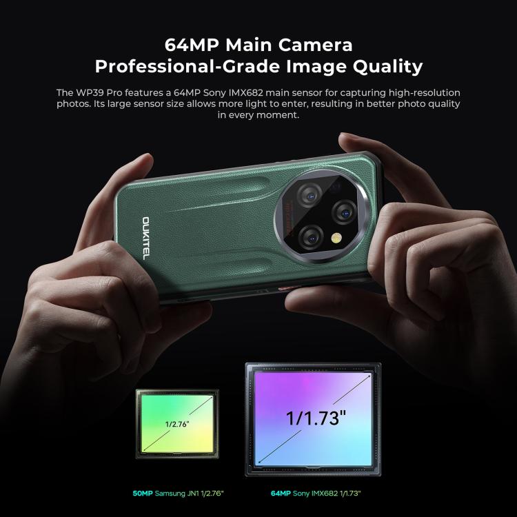 Oukitel WP39 Pro 5G Rugged Phone, 12GB+512GB, Night Vision, Fingerprint Identification, 6.6 inch Android 14 MediaTek Dimensity 6300 Octa Core, NFC, OTG, Network: 5G, WP39 Pro 5G