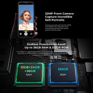 Oukitel WP39 Pro 5G Rugged Phone, 12GB+512GB, Night Vision, Fingerprint Identification, 6.6 inch Android 14 MediaTek Dimensity 6300 Octa Core, NFC, OTG, Network: 5G, WP39 Pro 5G