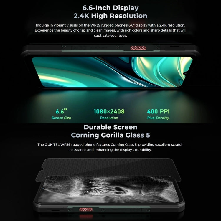 Oukitel WP39 Pro 5G Rugged Phone, 6GB+256GB, Night Vision, Fingerprint Identification, 6.6 inch MediaTek Dimensity 6100+ Octa Core, NFC, OTG, Network: 5G, WP39 5G