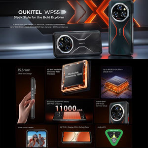 Oukitel WP55 5G Rugged Phone, 12GB+256GB, 108MP Camera, Fingerprint Identification, 6.6 inch MediaTek Dimensity 7025 Octa Core, NFC, OTG, Network: 5G, WP55