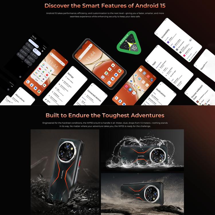 Oukitel WP55 5G Rugged Phone, 12GB+256GB, 108MP Camera, Fingerprint Identification, 6.6 inch MediaTek Dimensity 7025 Octa Core, NFC, OTG, Network: 5G, WP55