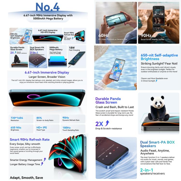 Blackview COLOR 6, 8GB+128GB, Fingerprint & Face Identification, 6.67 inch Android 15 MediaTek Helio G81 Octa Core, Network: 4G, 8GB+128GB