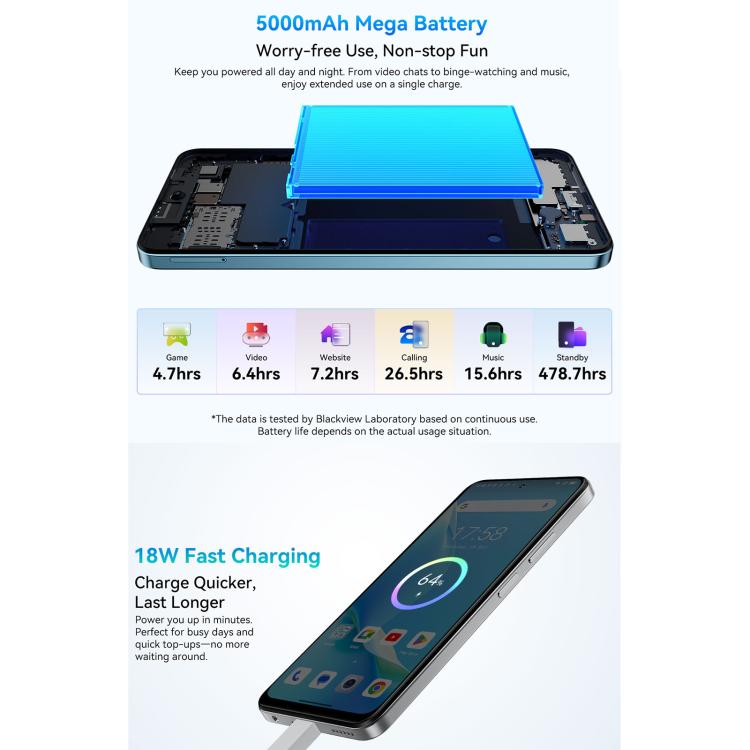 Blackview COLOR 6, 8GB+128GB, Fingerprint & Face Identification, 6.67 inch Android 15 MediaTek Helio G81 Octa Core, Network: 4G, 8GB+128GB
