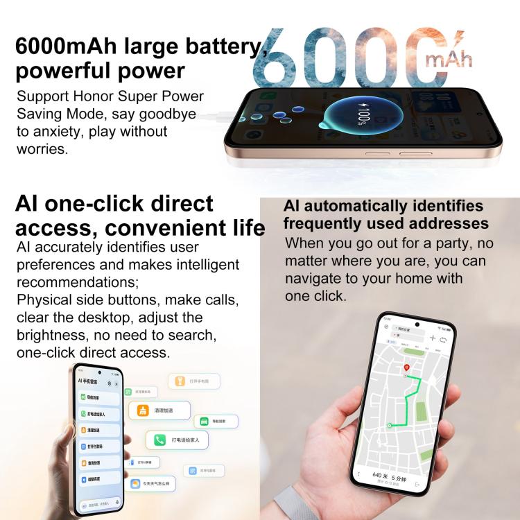 Honor Play 60m, 6GB+128GB, Side Fingerprint, 6.61 inch MagicOS 9.0 Dimensity 6300 Octa Core, Network: 5G, OTG, Play 60m, 6GB+128GB, 6GB+128GB