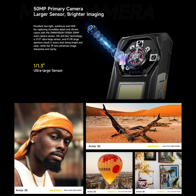 Ulefone Armor 30, 12GB+512GB, Night Vision, IP68/IP69K Rugged Phone, 6.95 inch Android 15 MediaTek Helio G100 Octa Core, Network: 4G, NFC, OTG, Armor 30