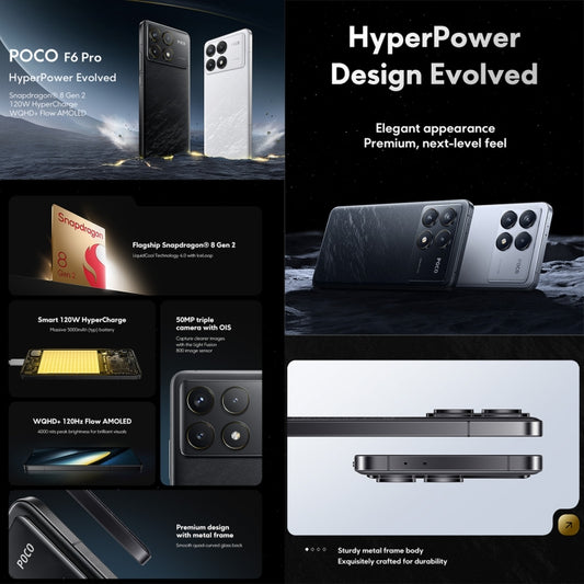 Xiaomi POCO F6 Pro Global, 12GB+512GB, In-screen Fingerprint, 6.67 inch Xiaomi HyperOS Snapdragon 8 Gen 2 Octa Core 3.19GHz, NFC, Network: 5G, 12GB+512GB