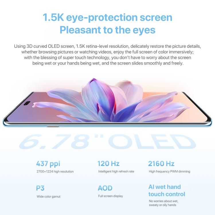 HUAWEI Enjoy 70X Vitality Edition, Screen Fingerprint Identification, 6.78 inch HarmonyOS 4.2 Octa Core, OTG, Not Support Google Play, 8GB+128GB