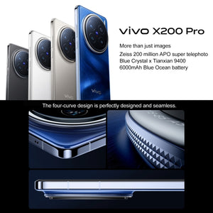 vivo X200 Pro, 16GB+1TB, Face ID / Screen Fingerprint Identification, 6.78 inch Android 15 Dimensity 9400 Octa Core, OTG, NFC, Network: 5G, Support Google Play