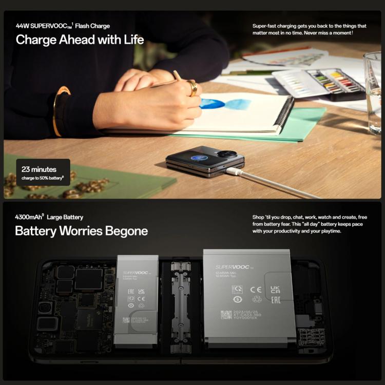 OPPO Find N3 Flip AI, 12GB+512GB, Face ID & Side Fingerprint Identification, 6.8 inch + 3.26 inch Screen ColorOS 13.2 Dimensity 9200 Octa Core, Network: 5G