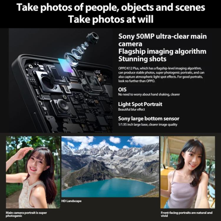 OPPO K12 Plus, 12GB+256GB, Screen Fingerprint, 6.7 inch ColorOS 14.0 Qualcomm Snapdragon 7 Gen 3 Octa Core, OTG, NFC, Network: 5G, 12GB+256GB