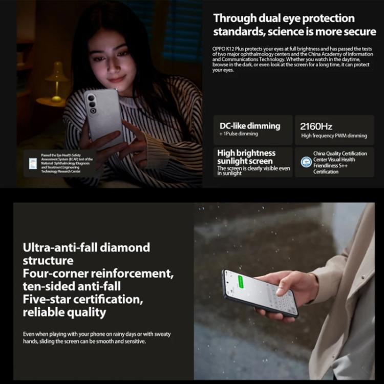 OPPO K12 Plus, 12GB+512GB, Screen Fingerprint, 6.7 inch ColorOS 14.0 Qualcomm Snapdragon 7 Gen 3 Octa Core, OTG, NFC, Network: 5G, 12GB+512GB