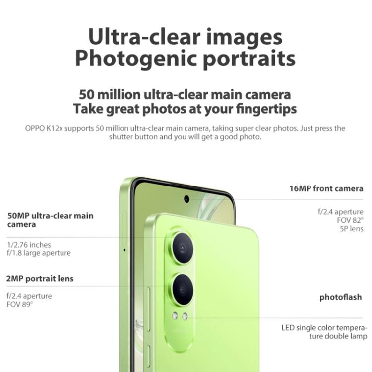 OPPO K12x 5G, 8GB+256GB, Screen Fingerprint,  6.67 inch ColorOS 14.0 Qualcomm Snapdragon 695 5G Octa Core, OTG, Network: 5G
