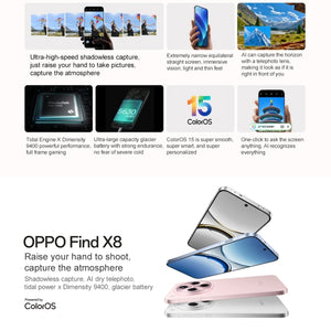 OPPO Find X8 AI Phone, 12GB+512GB, Screen Fingerprint, 6.59 inch ColorOS 15 Dimensity 9400 Octa Core up to 3.626GHz, NFC, OTG, Network: 5G, Find X8, 12GB+512GB, Find X8 AI Phone, 12GB+512GB, Find X8,  12GB+512GB