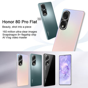 Triple Back Cameras, Screen Fingerprint Identification, 6.67 inch Magic UI 7.0 Qualcomm Snapdragon 8+ Gen1 Octa Core up to  3.0GHz, Network: 5G, OTG, NFC, Not Support Google Play, Honor 80 Pro Flat 5G, 12GB+256GB