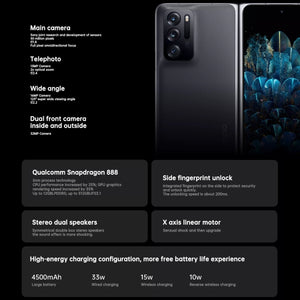 Triple Rear Cameras, Face ID & Side Fingerprint Identification, 7.1 inch + 5.49 inch Screen, ColorOS 12 Qualcomm Snapdragon 888 Octa Core up to 2.84Ghz, Support Google Play