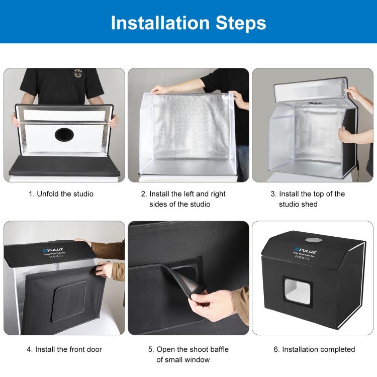 PULUZ Photo Studio Light Box Portable 60 x 40cm Cuboid Photography Studio Tent Kit with 6 Color Backdrops, 60 x 40cm (UK), 60 x 40cm (EU), 60 x 40cm (AU), 60 x 40cm (US)
