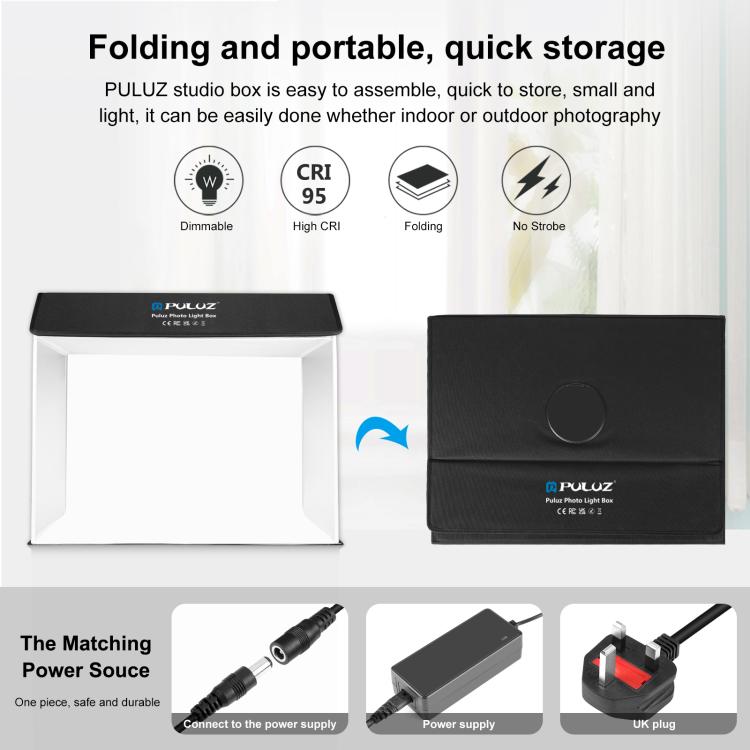 PULUZ Photo Studio Light Box Portable 60 x 40cm Cuboid Photography Studio Tent Kit with 6 Color Backdrops, 60 x 40cm (UK), 60 x 40cm (EU), 60 x 40cm (AU), 60 x 40cm (US)