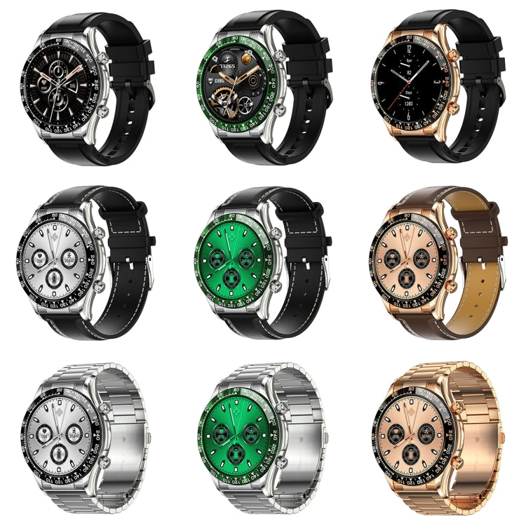 LOANIY E18 Pro Smart Bluetooth Calling Watch with NFC Function, Gold Silicone, Black Leather, Gold Leather, Black Silver Steel, Green Silver Steel, Gold Steel
