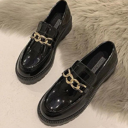 Slip-On Loafers Flat Preppy Style Women Leather Shoes, 35, 36, 37, 38, 39, 40