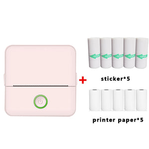 X6 200DPI Student Homework Printer Bluetooth Inkless Pocket Printer, Pink Printer Paper x1, White Printing Paper x1, Pink Printing Paper x5, White Printing Paper x5, Pink Sicker x5, White Sticker x5, Pink 5 Printer Paper+5 Stickers                     ...