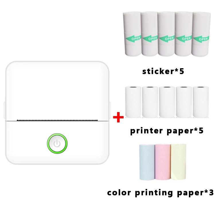 X6 200DPI Student Homework Printer Bluetooth Inkless Pocket Printer, Pink Printer Paper x1, White Printing Paper x1, Pink Printing Paper x5, White Printing Paper x5, Pink Sicker x5, White Sticker x5, Pink 5 Printer Paper+5 Stickers                     ...