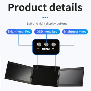 13.3 Inch FHD Triple Monitor IPS Dual Screens For Laptop USB-C / Type-C Supports Windows / Mac / Android