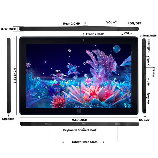 LZ1003 Tablet PC, 10.1 inch, 8GB+128GB, Windows 11, Intel Gemini Lake N4000 Dual Core, with Keyboard